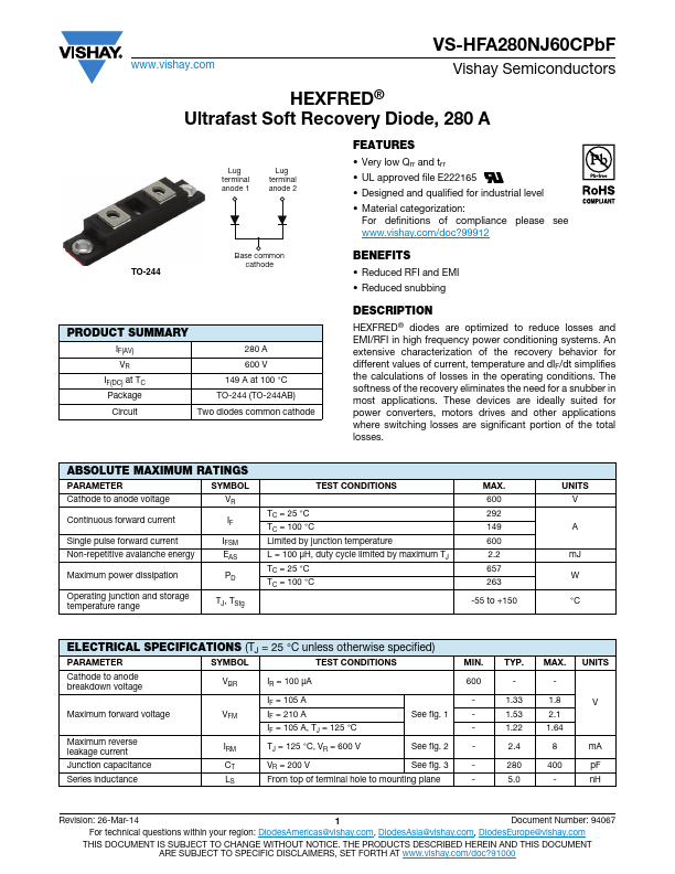 VS-HFA280NJ60CPbF