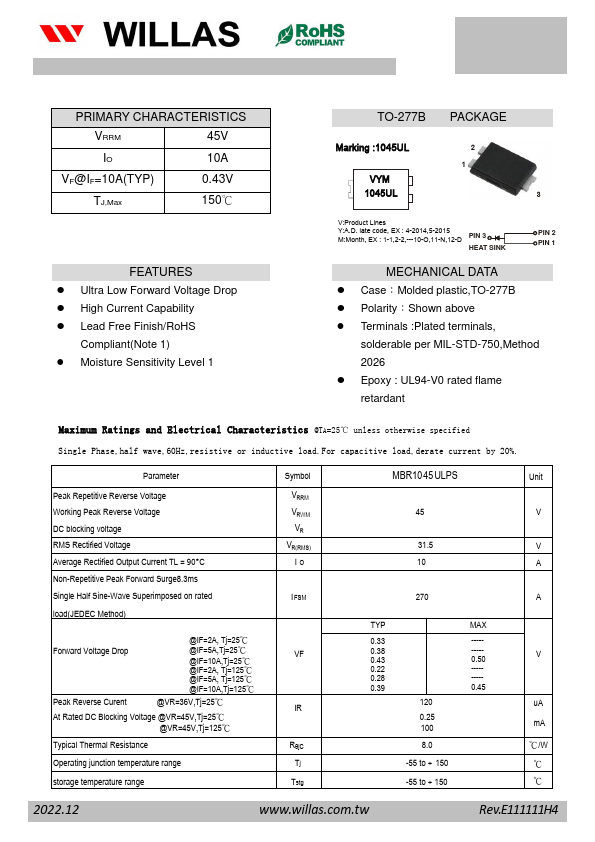 MBR1045ULPS Datasheet Preview