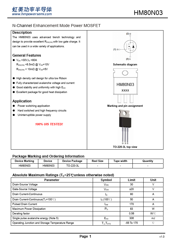 HM80N03 Datasheet Preview