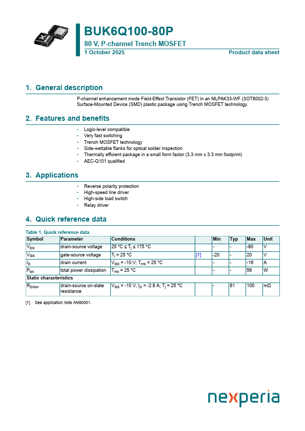 BUK6Q100-80P Datasheet Preview