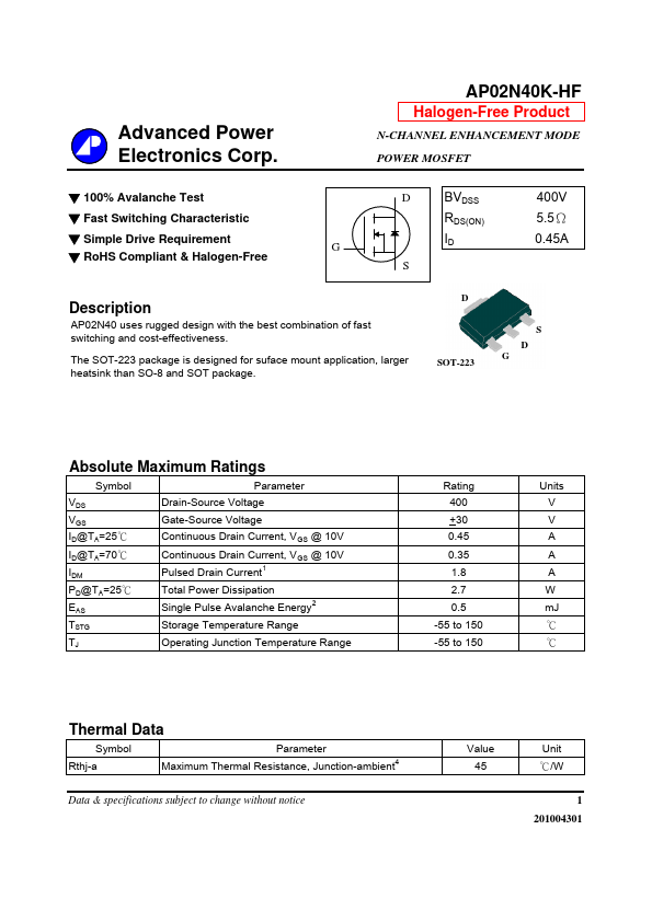 AP02N40K-HF