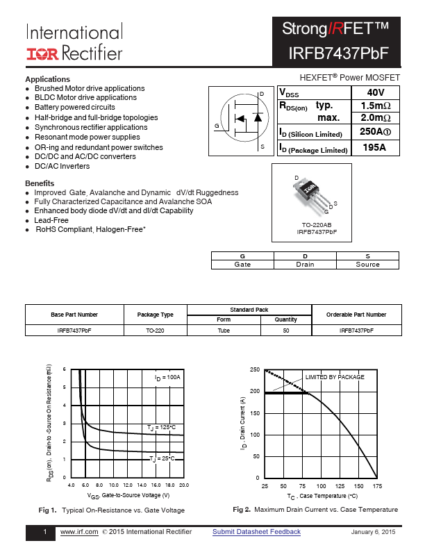 IRFB7437 Datasheet Preview
