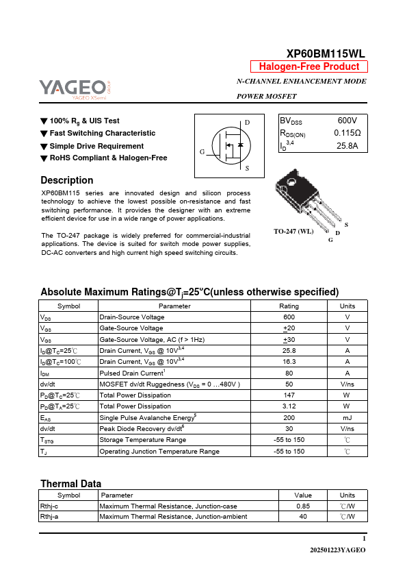 XP60BM115WL Datasheet Preview