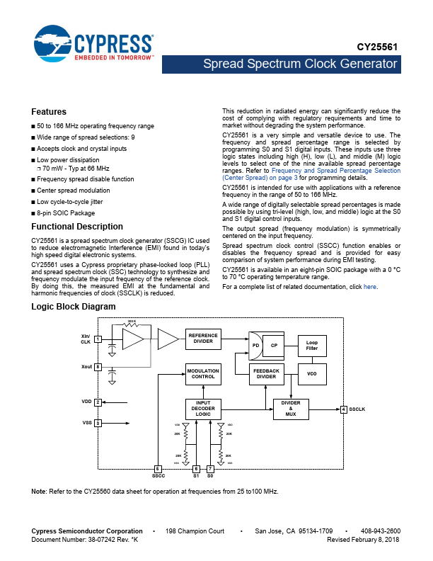 CY25561 Datasheet Preview
