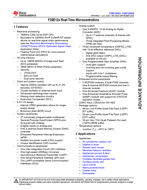 F28E120SB Datasheet Preview