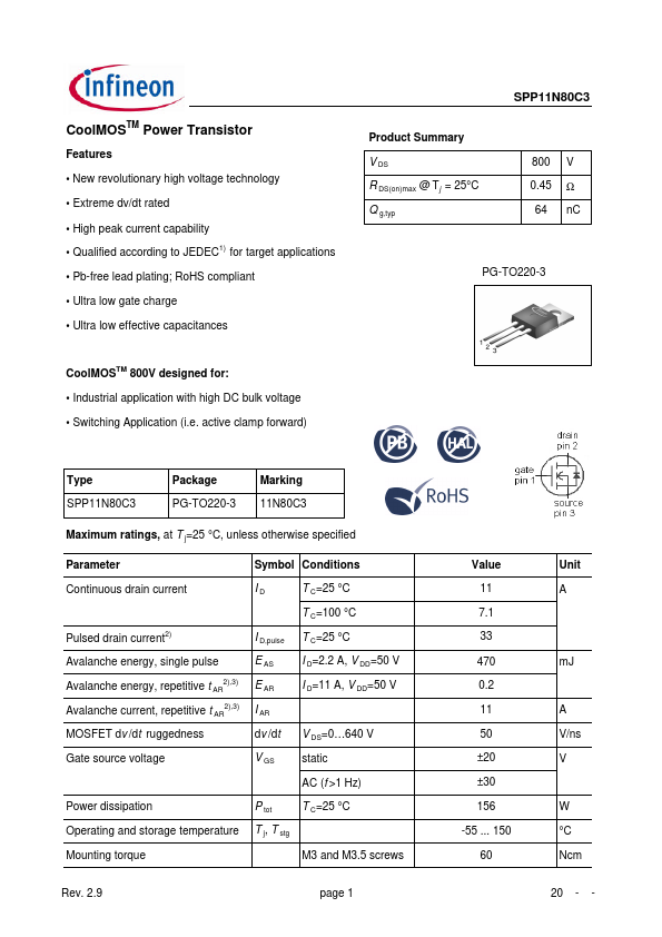 SPP11N80C3