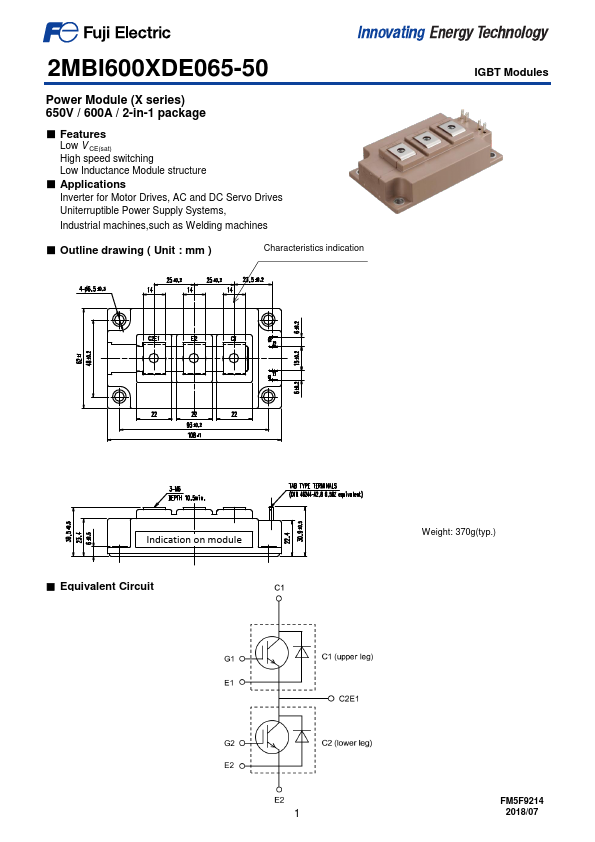 2MBI600XDE065-50 Datasheet Preview