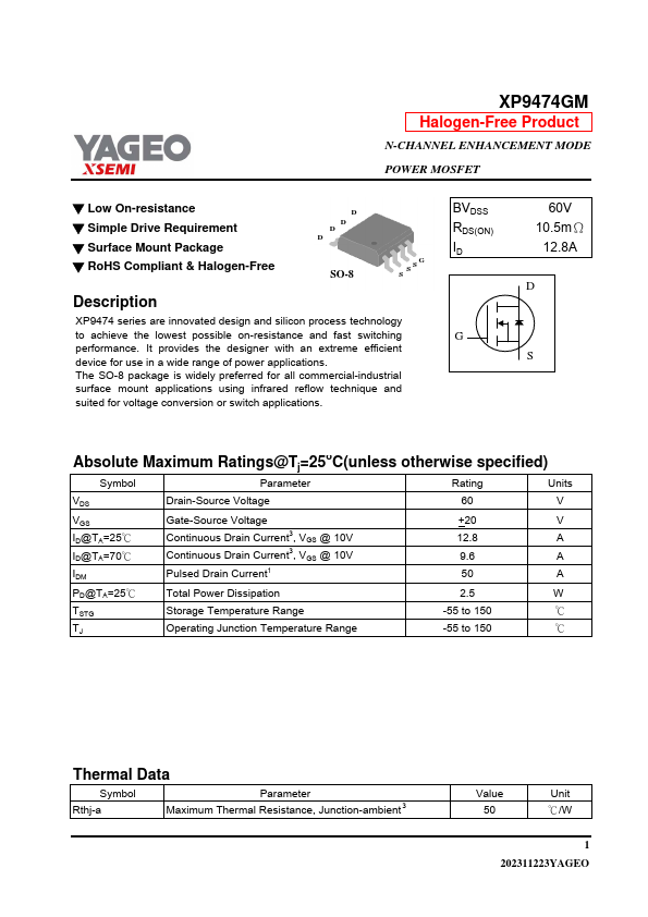 XP9474GM Datasheet Preview