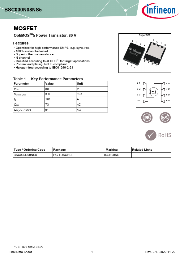BSC030N08NS5 Datasheet Preview