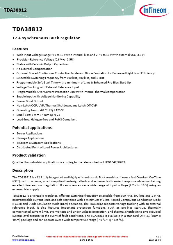 TDA38812 Datasheet Preview