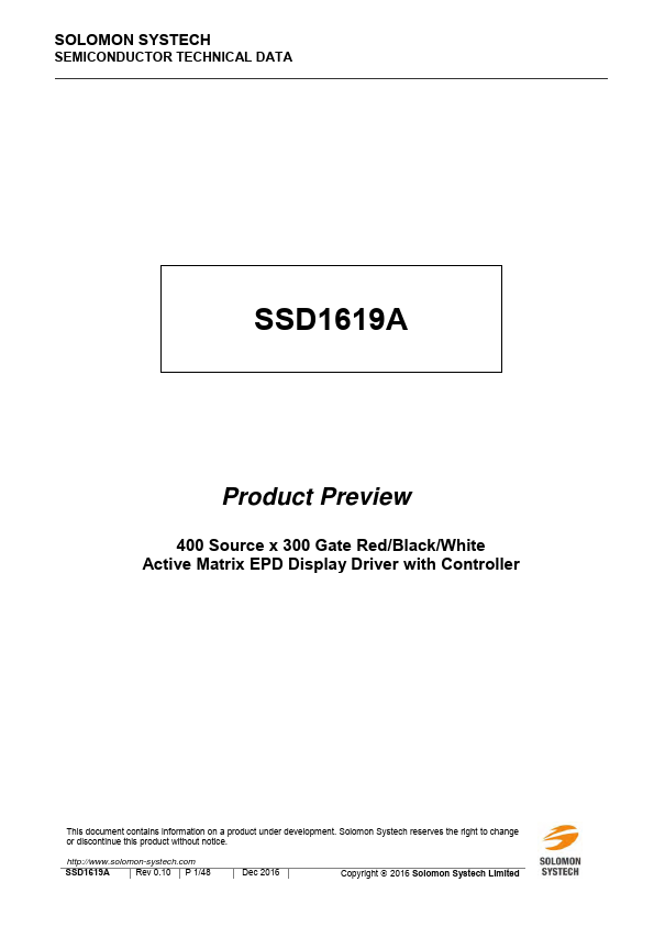 SSD1619A Datasheet Preview