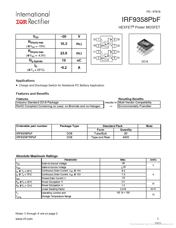 IRF9358 Datasheet Preview