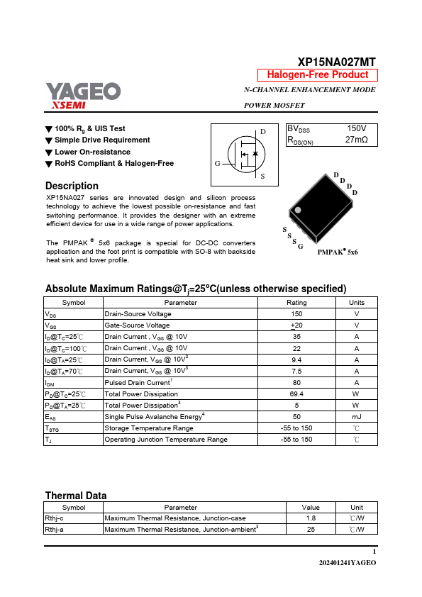 XP15NA027MT Datasheet Preview