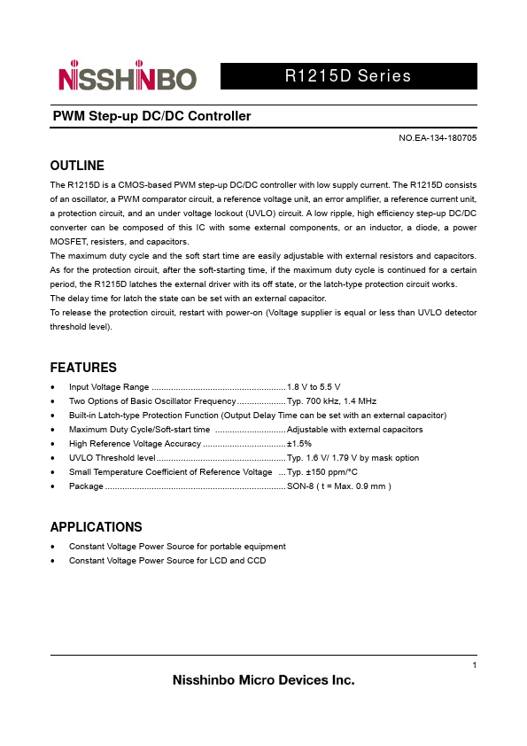 R1215D002A Datasheet Preview