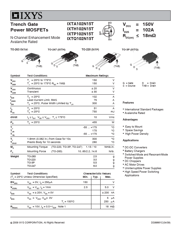 IXTA102N15T