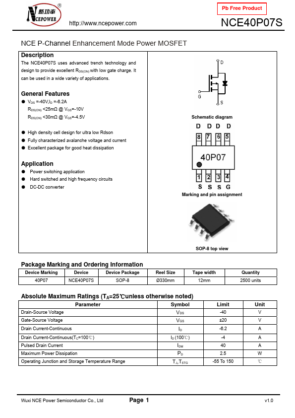 NCE40P07S