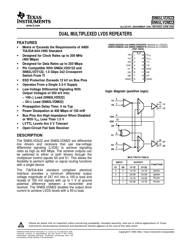 SN65LVDS22