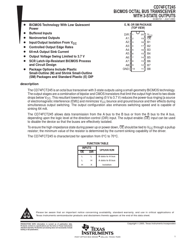 CD74FCT245 Datasheet Preview