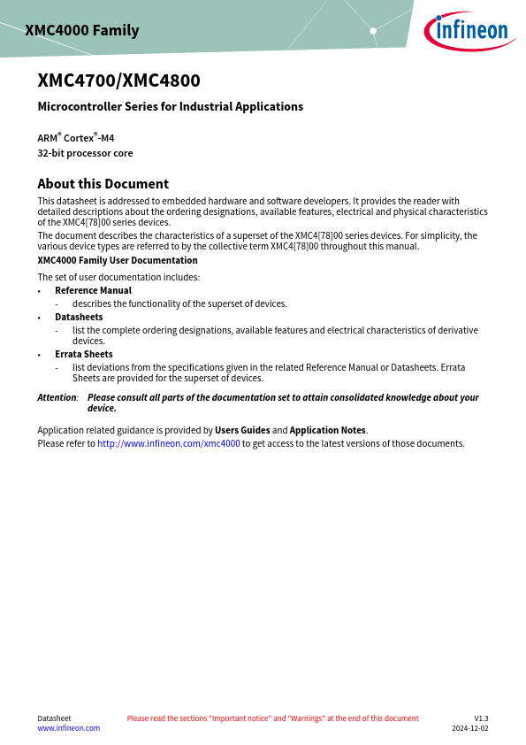 XMC4800 Datasheet Preview