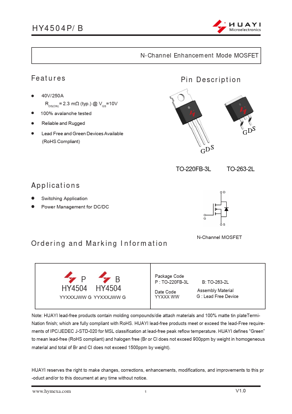 HY4504P Datasheet Preview