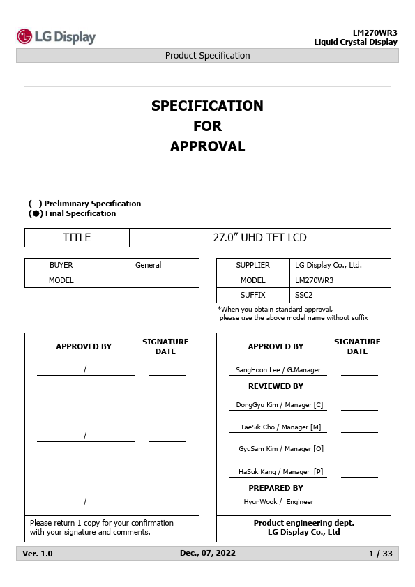 LM270WR3-SSC2 Datasheet Preview