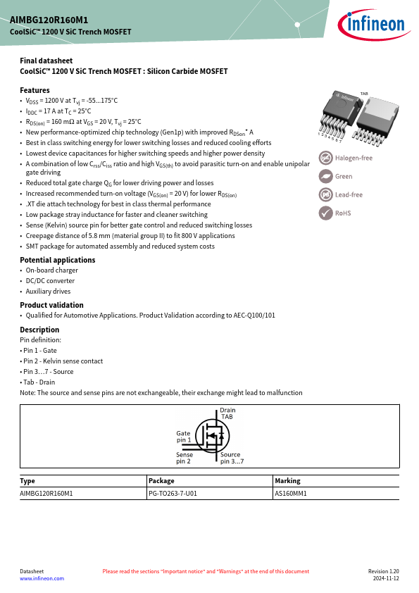 AIMBG120R160M1 Datasheet Preview