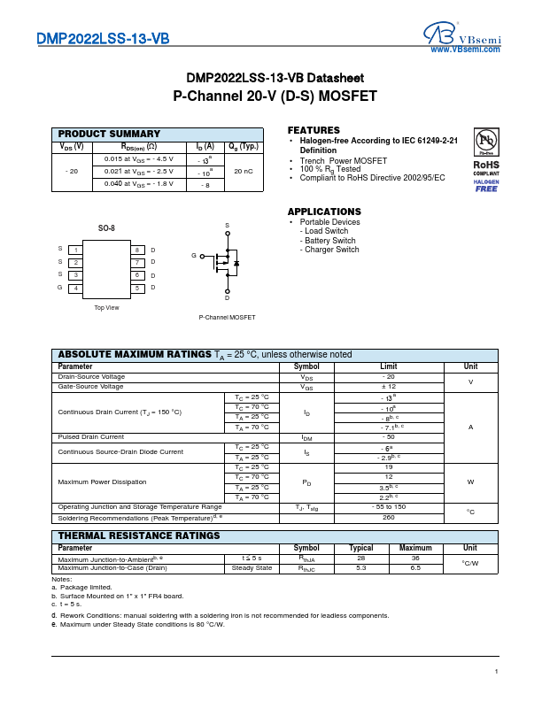 DMP2022LSS-13 Datasheet Preview