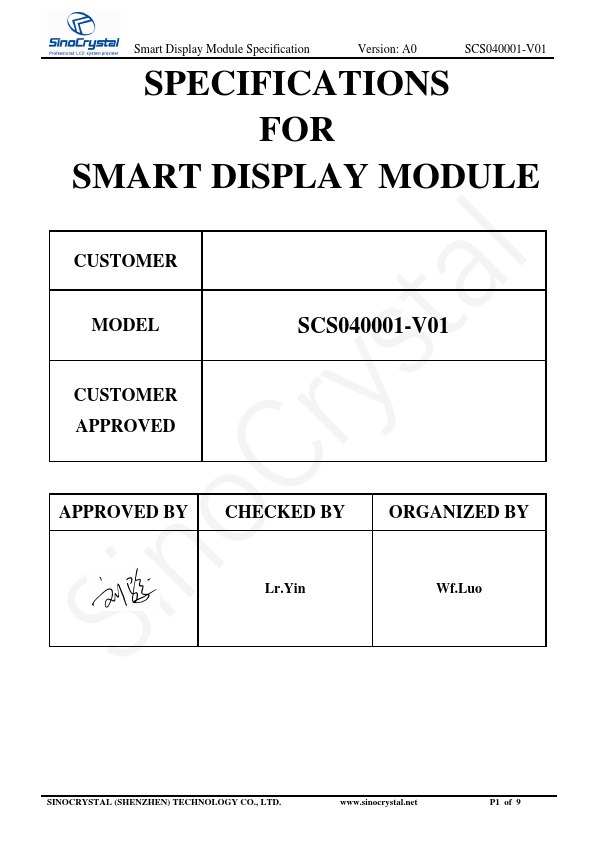 SCS040001-V01 Datasheet Preview