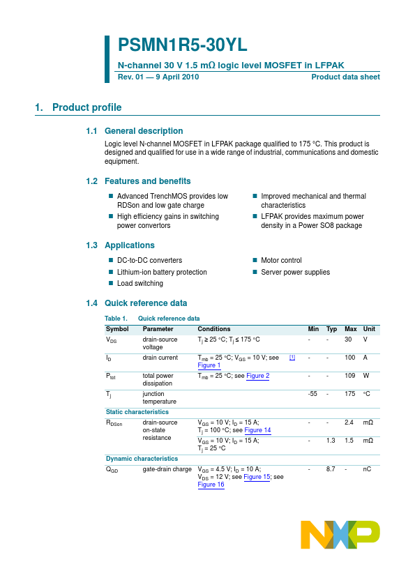 PSMN1R5-30YL