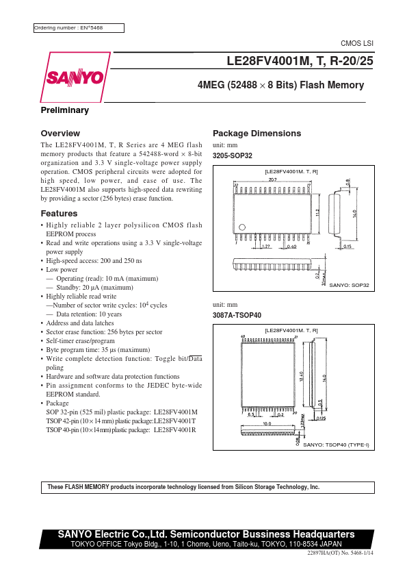 LE28FV4001R-20