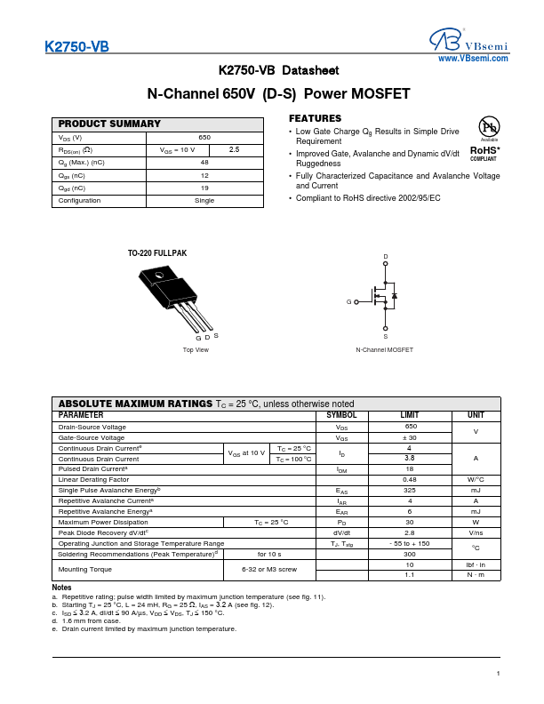 K2750 Datasheet Preview
