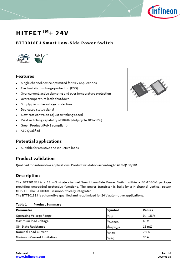 BTT3018EJ Datasheet Preview