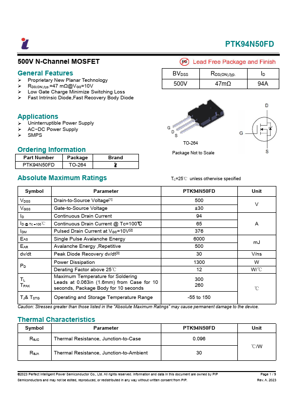 PTK94N50FD Datasheet Preview