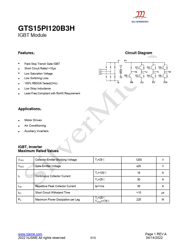 GTS15PI120B3H Datasheet Preview