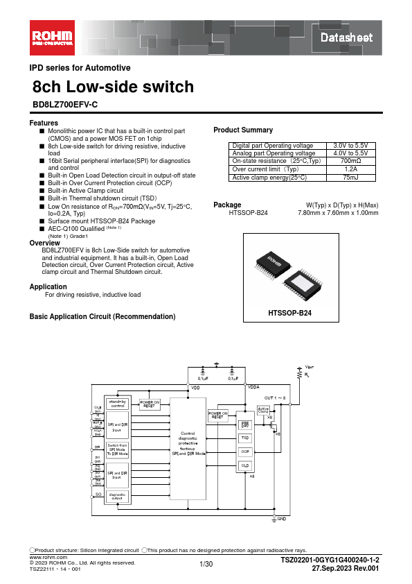 BD8LZ700EFV-C 8ch Low-side switch by ROHM - Datasheet Preview