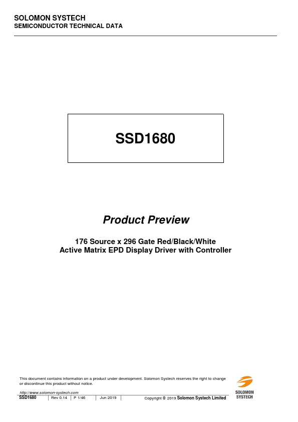 SSD1680 Datasheet Preview