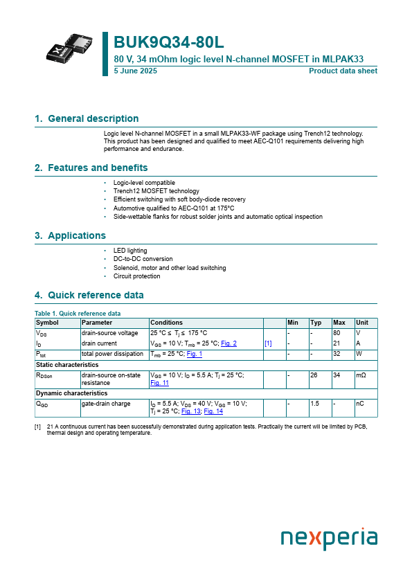 BUK9Q34-80L Datasheet Preview