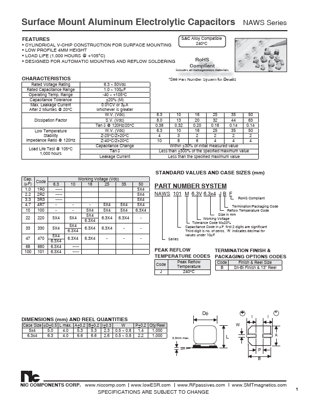 NAWS330M25V6.3X4JBF