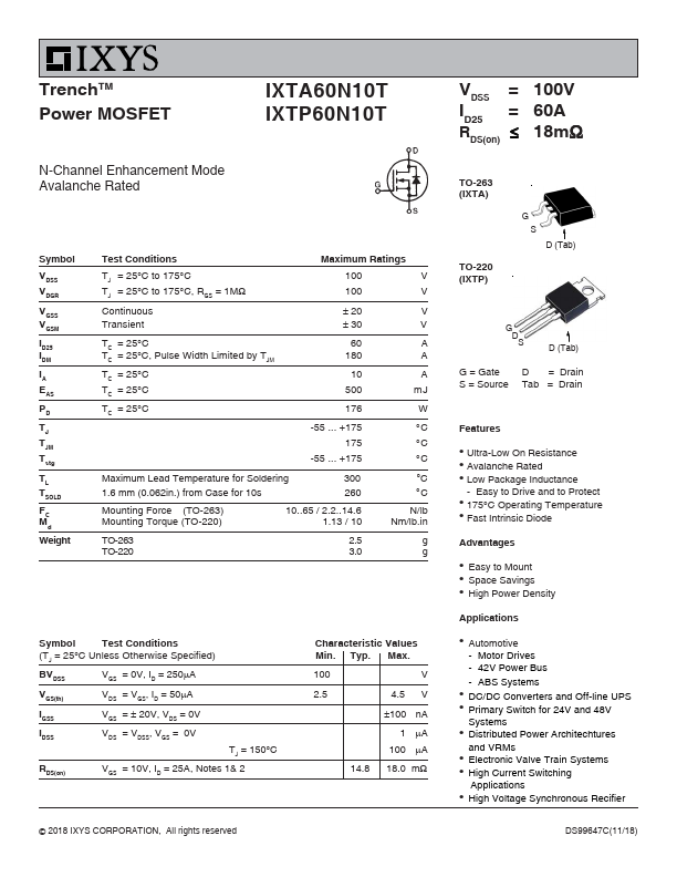 IXTP60N10T