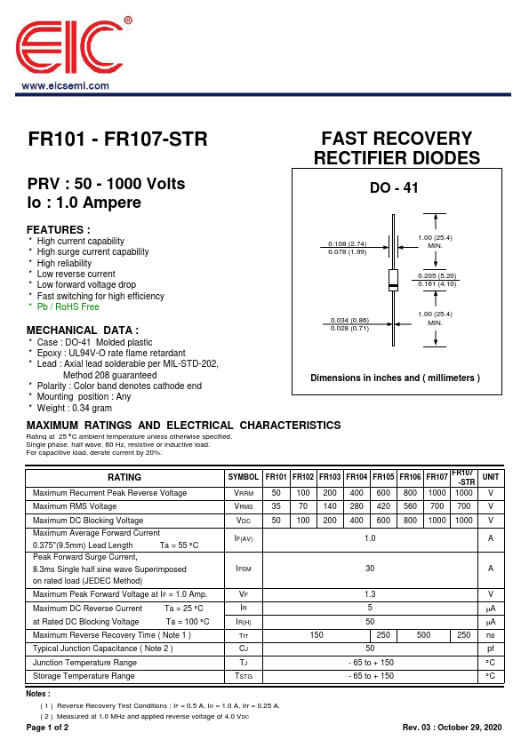 FR105 Datasheet Preview