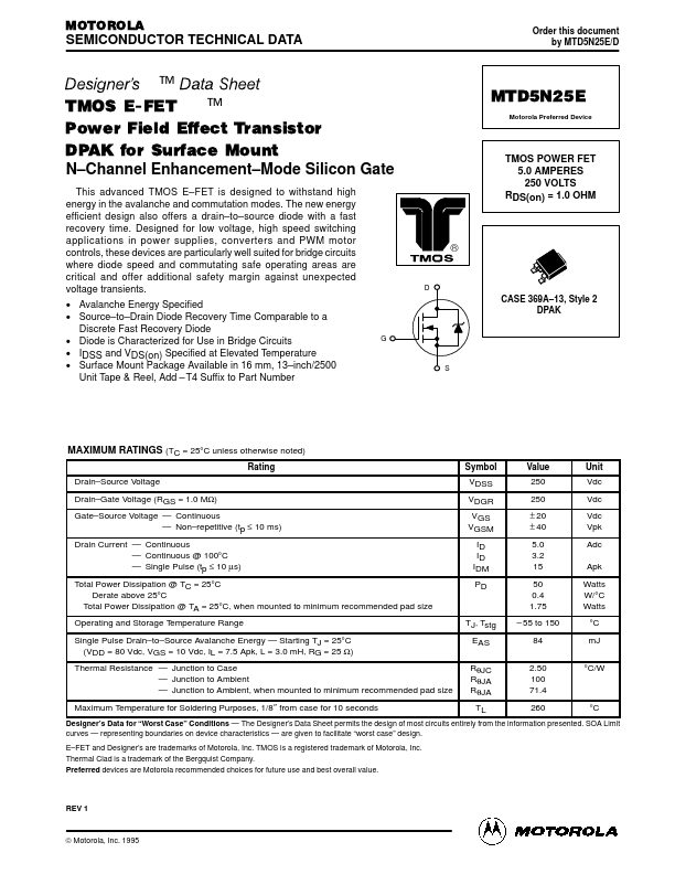 MTD5N25E