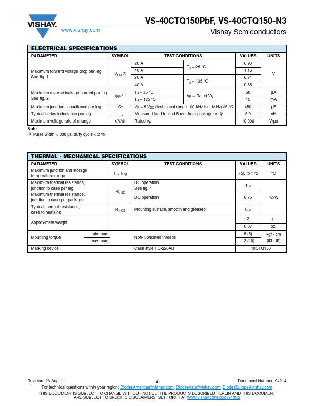 VS-40CTQ150PbF