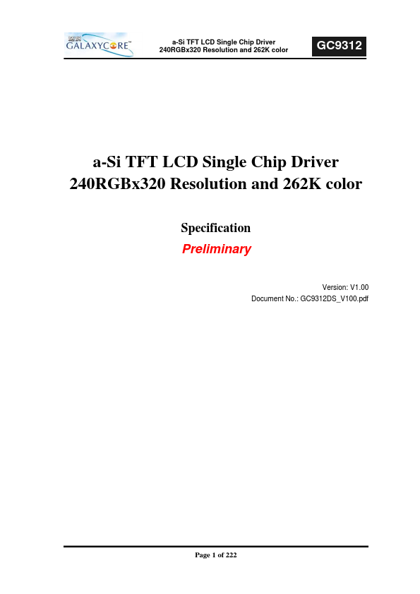 GC9312 Datasheet Preview