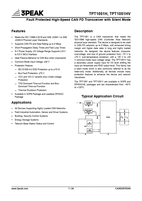 TPT1051H Datasheet Preview