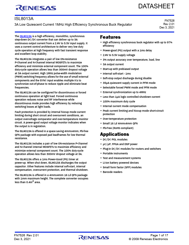 ISL8013A Datasheet Preview