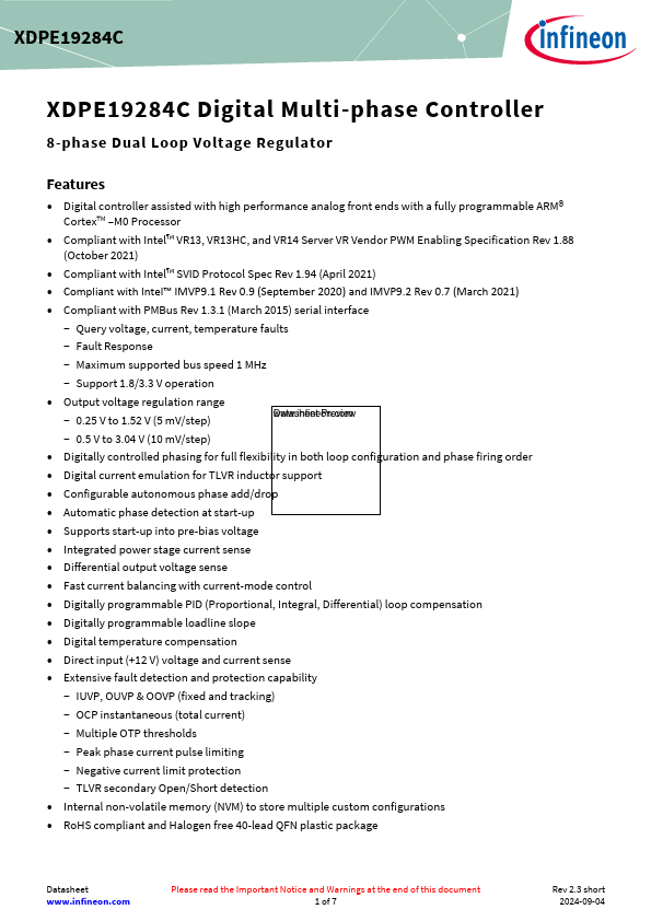 XDPE19284C Datasheet Preview
