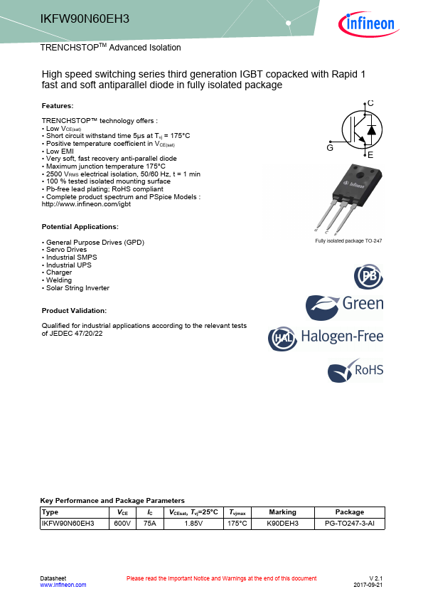 IKFW90N60EH3 Datasheet Preview