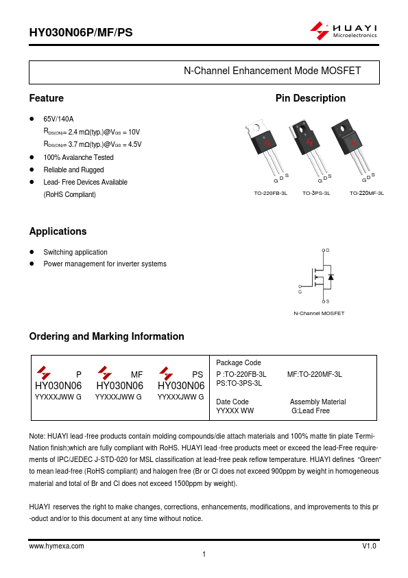 HY030N06PS Datasheet Preview