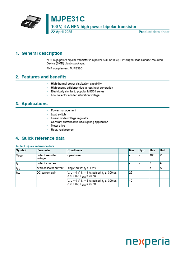 MJPE31C Datasheet Preview