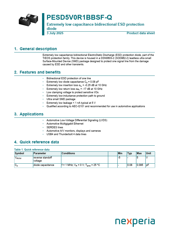 PESD5V0R1BBSF-Q Datasheet Preview